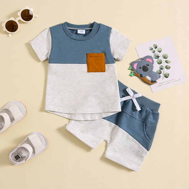 Robe à Manches Courtes, Mode Décontractée pour Garçons, Hauts à Manches Courtes, Col Rabattu, Ensemble de Shorts Unis