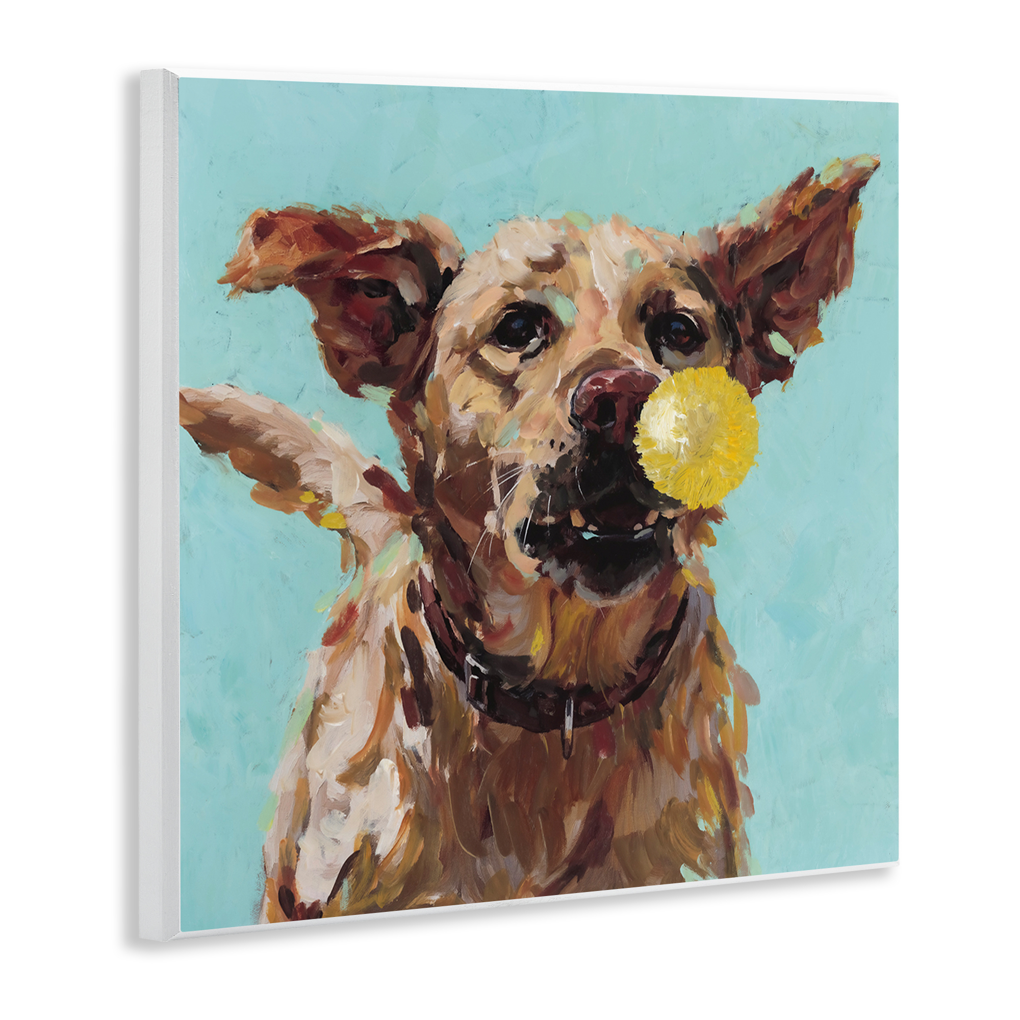 Dog Playing with Ball Wall Plaque Art, design by Studio Bautista