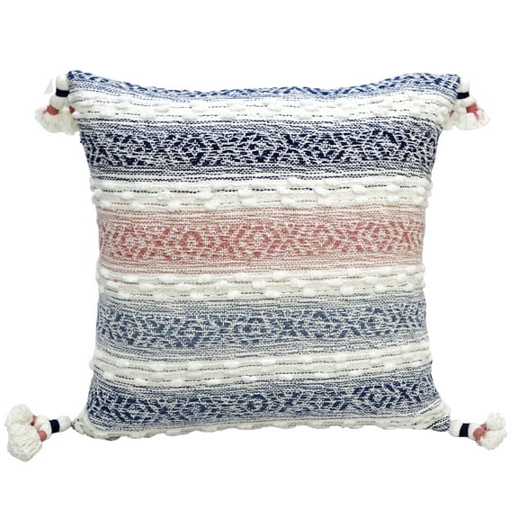 Throw Pillow for sofa with Tassels 22" X 22" Multicolor Insert Included