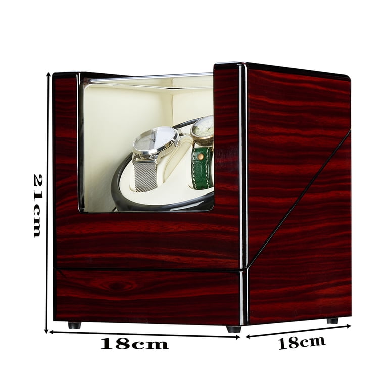 Double Watch‎ Winder Wood Shell Cabinet Jewelry Box Topcobe Watch Box, Double Watch Winder, Wood Watch Case  main image 2