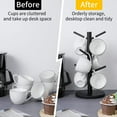 thumbnail image 5 of Coffee Mug Rack, Coffee Tree Mug Holders Countertop, Sturdy Wood Coffee Tree Mug Holder Stand with 6 Hooks, Non-Slip Mug Rack for Home Storage and Organizer, Black, 5 of 7