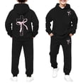 thumbnail image 4 of Kiijoy Toddler Girls 2 Piece Casual Bow Hoodie and Sweatpants Outfits, Sizes 3-13, 4 of 4