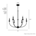 thumbnail image 6 of Hunter - Southcrest 6-light Matte Black, Large Chandelier, Dimmable, Casual Style, Candle Shaped, for Bedrooms, Dining, Living Rooms - 19634, 6 of 7