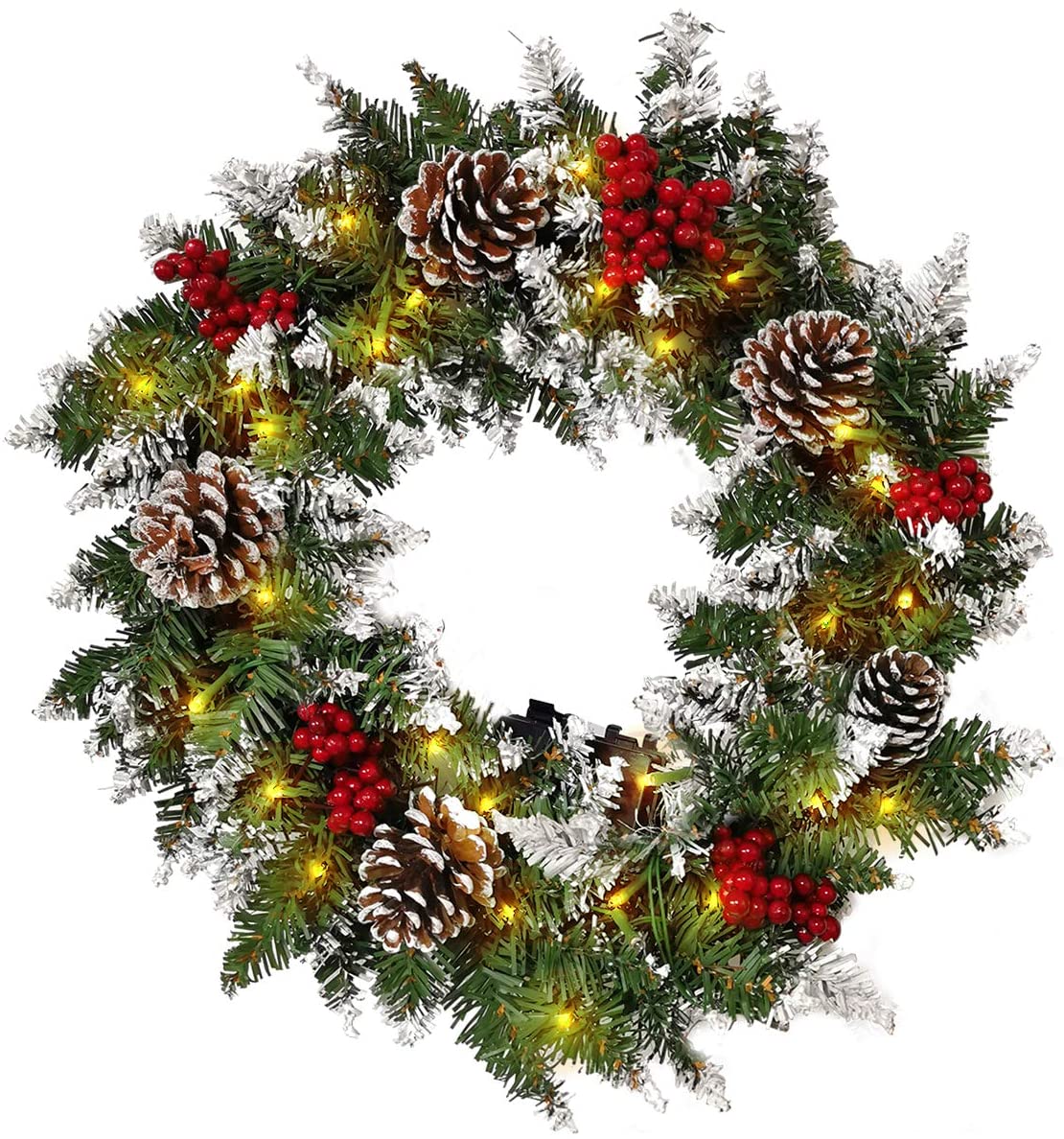 Couronne De Noël 18 Pouces Avec Père Noël - Décoration De Porte Ou Cheminée - Résistante Aux Intempéries