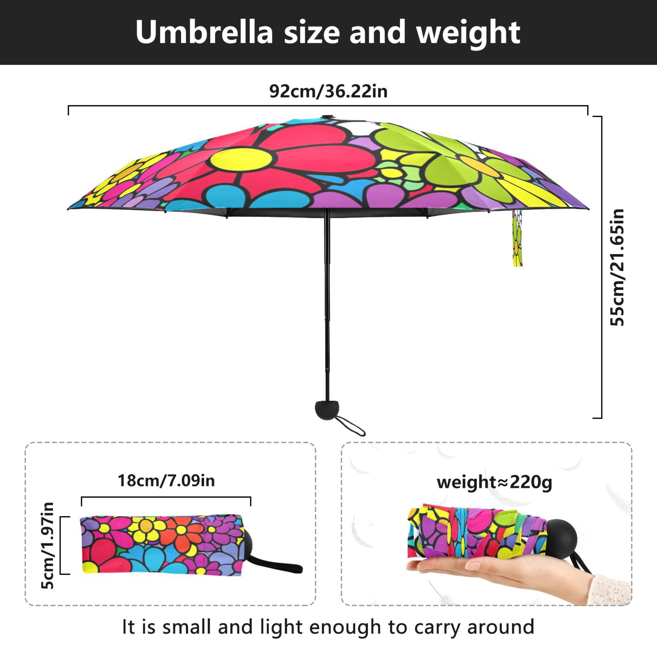 Colorful Floral Explosion Umbrellas for Sun Auto Open Close UV50+ Waterproof 5-Fold Compact Fiberglass Frame