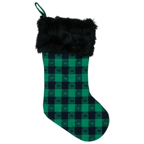 Northlight 20" Green and Black Plaid Christmas Stocking