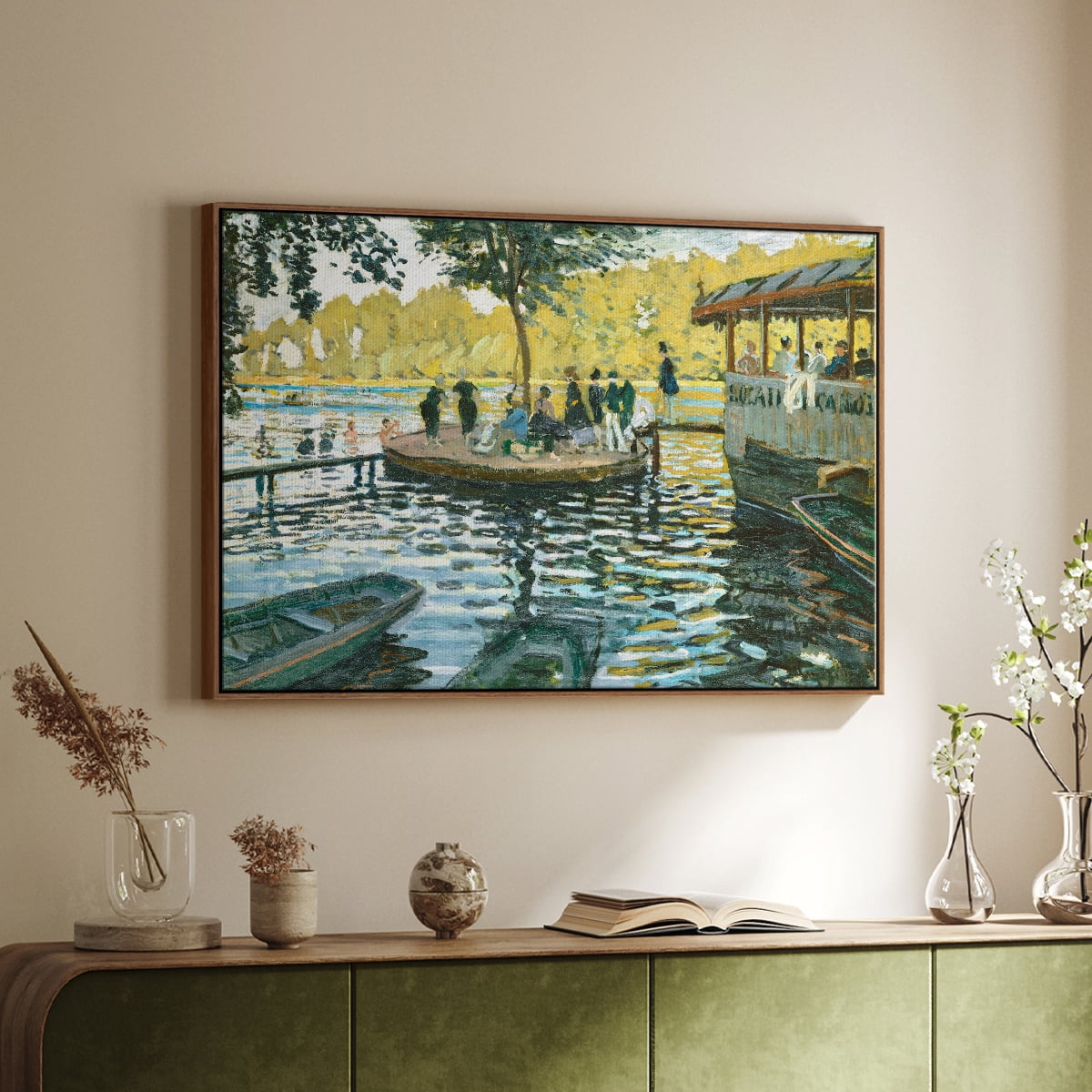 Vintage Landscape-CXV By Wexford Home Framed in Walnut Wood Gallery Wrapped Canvas 27 in. x 41 in.