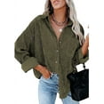 thumbnail image 1 of Chemises en Velours Côtelé à Boutons pour Femmes Col Rabattu Blouse à Manches Longues Hauts, 1 of 5