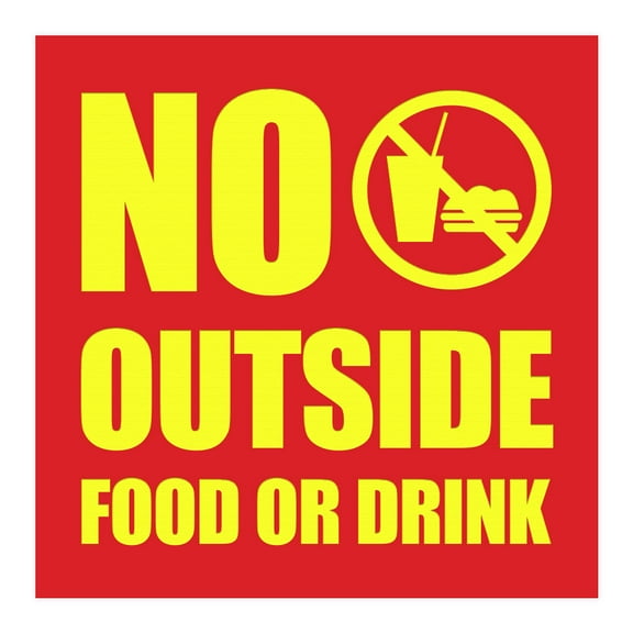 Square No Outside Food or Drink Wall / Door Sign - Red / Gold (Small)