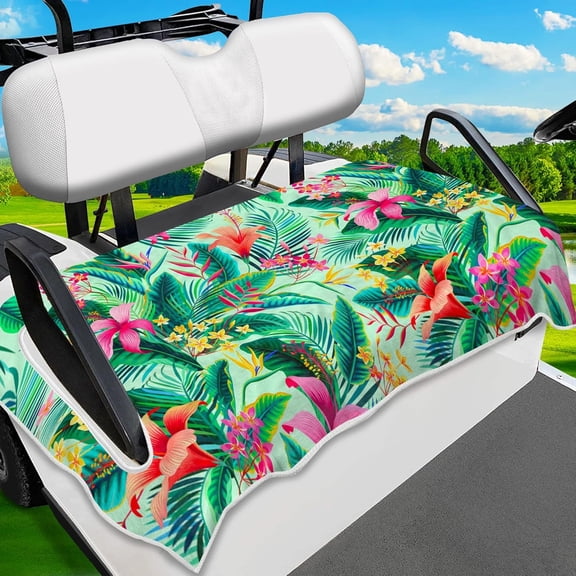 Tropical Floral Golf Cart Seat Covers, Universal Fit for EZGO, Club Car, Yamaha 51"x31", 2 Passenger Golf Cart Seat Protector, Durable Washable