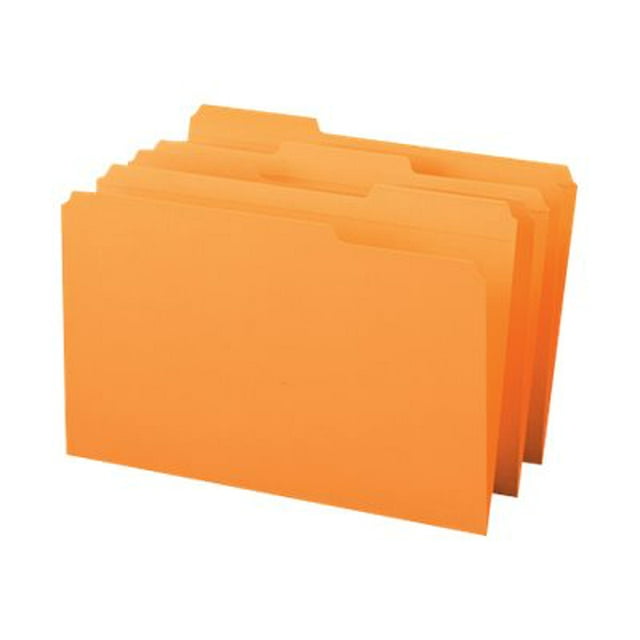 Smead Reinforced Top Tab Colored File Folders, 1/3-Cut Tabs: Assorted, Legal Size, 0.75" Expansion, Orange, 100/Box
