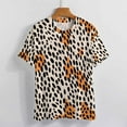thumbnail image 3 of Leopard Print Pattern Women's Short Sleeve T-Shirt Crew Neck Casual Summer Trendy Loose Fit Tops, 3 of 6