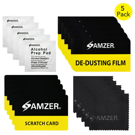 AMZER LENS LCD LED Optical Camera Screen Care Kit, Pack of 5 Microfiber Cleaning Cloth, Pre-Moistened Wipes, Scratch Card, De-Dusting Film for Laptops, Monitors, Phone, Tablet, TVs,
