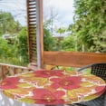 thumbnail image 2 of Ambesonne Floral Fitted Round Tablecloth, Warm Colored Botanical Art, 40"- 44" Diameter, Dark Coral Pale Vermilion, 2 of 5