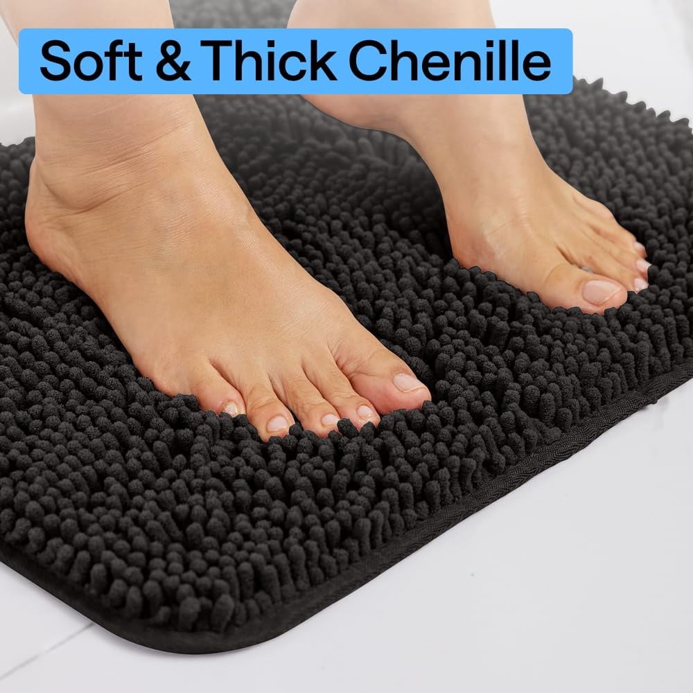 Bath Rug Mat, Thick Soft Absorbent Chenille, Quick Dry Microfiber Mats, Rubber Backing Washable Shower Floor Rugs, US Designed Bathroom Halloween Home Decor Accessories
