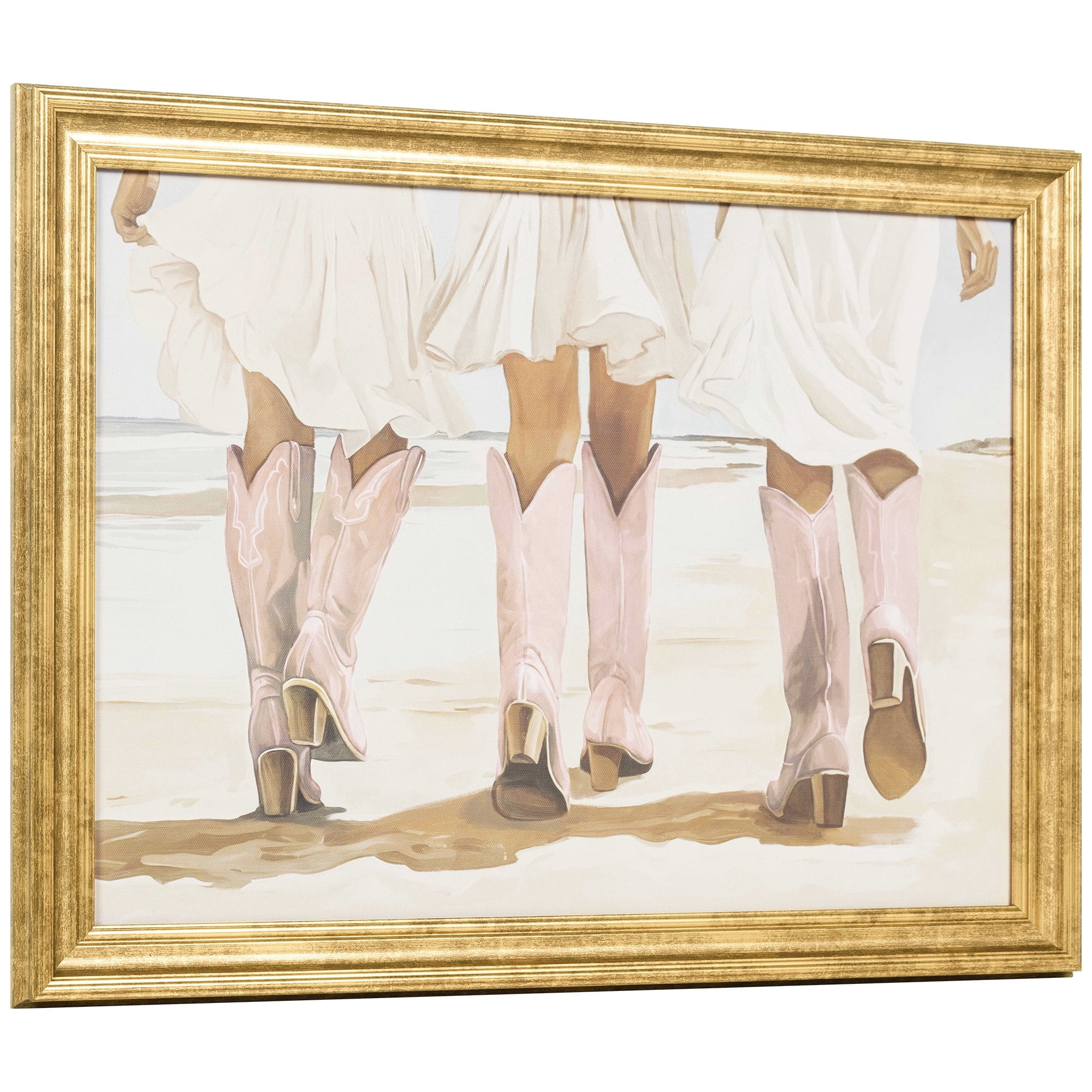 My Texas House Beachy Pink Cowgirls 24" x 18" Coastal Framed Wall Art