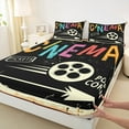 thumbnail image 3 of Manfei Cinema Tickets Twin Sheet Sets,Movie Time Twin Fitted Sheet,Nlack Beige Flat Sheet For Child,Breathable Home Decor,3 Pieces, 3 of 7