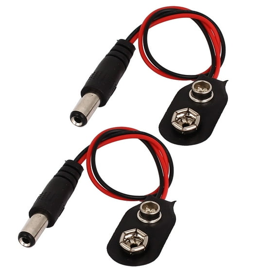 2Pcs 5.5x2.1mm DC Male Plug 9V Battery Buckle Clip Connector Holder Cable 19cm