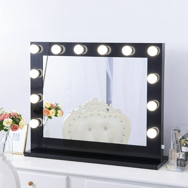 Chende Large Black Hollywood Lighted, Makeup Vanity Mirrors