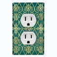 thumbnail image 1 of Metal Light Switch Plate Cover Elegant Yellow Iron Gate Damask Green DAM094, 1 of 13