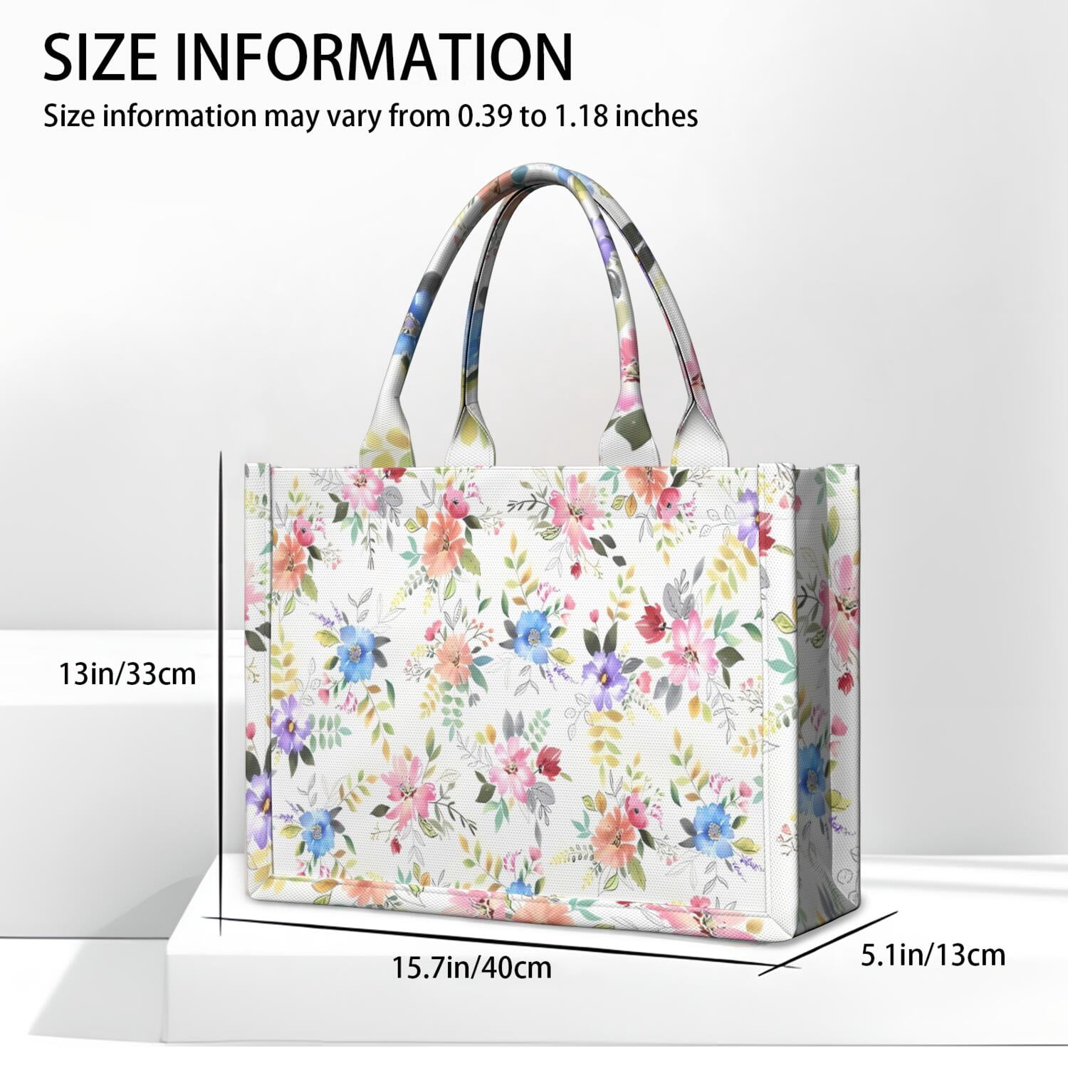 Large Capacity Tote Bag,Pioneer Flower Floral Print Pattern Handbag Fashion Luxury Tote Bag,15.7"x13"x 5.1" Inches,Laptop Compatible