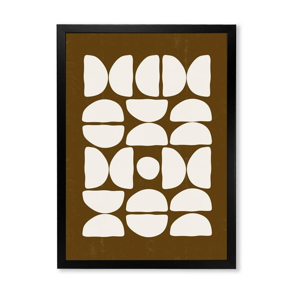 Designart 'Abstract Minimal Half Moons Composition' Modern Framed Art Print