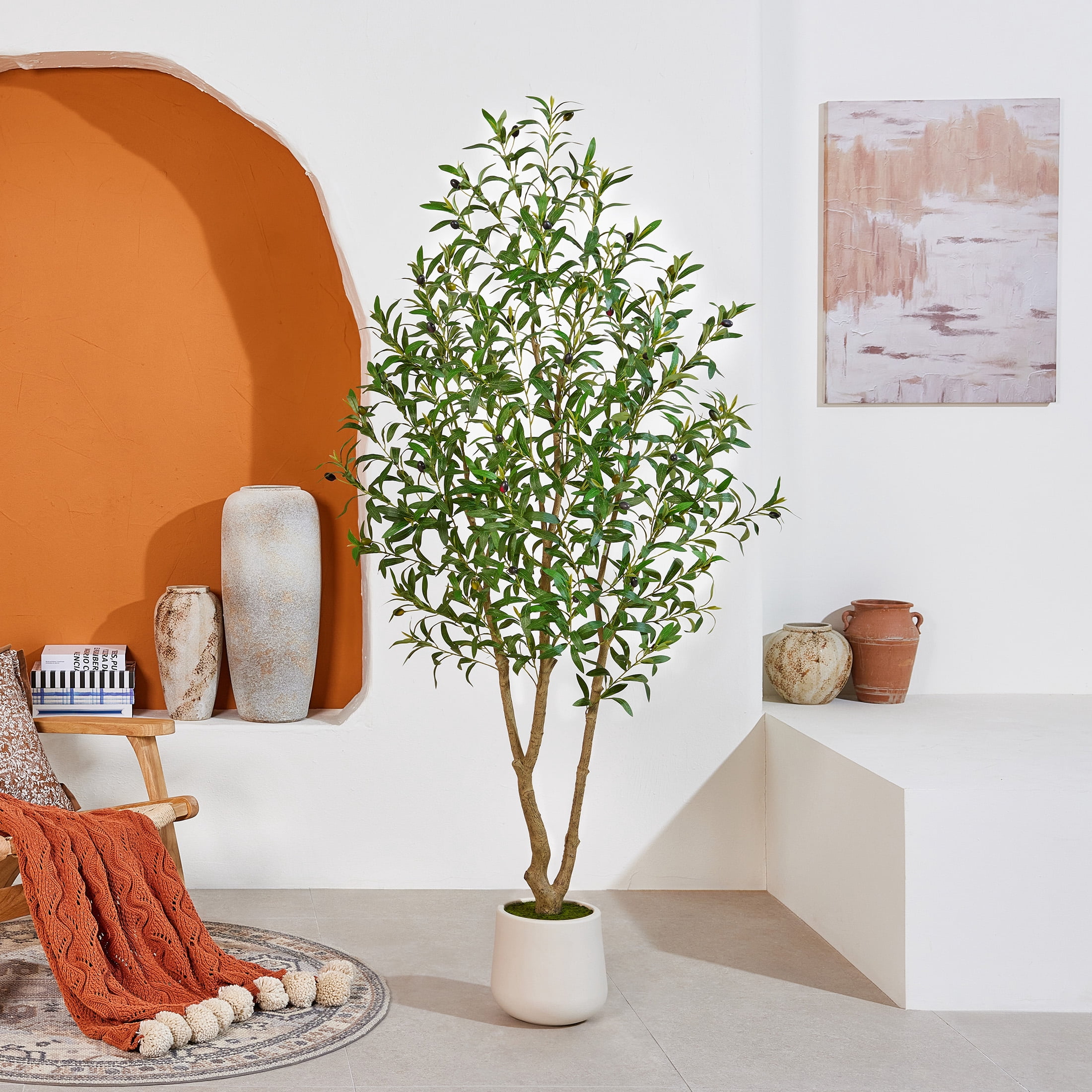 DR.Planzen Artificial Olive Tree 10FT Tall with Handmade Seagrass