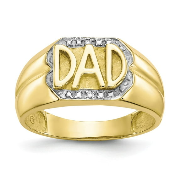 10K Yellow Gold Ring Band Men's Diamond Round DAD