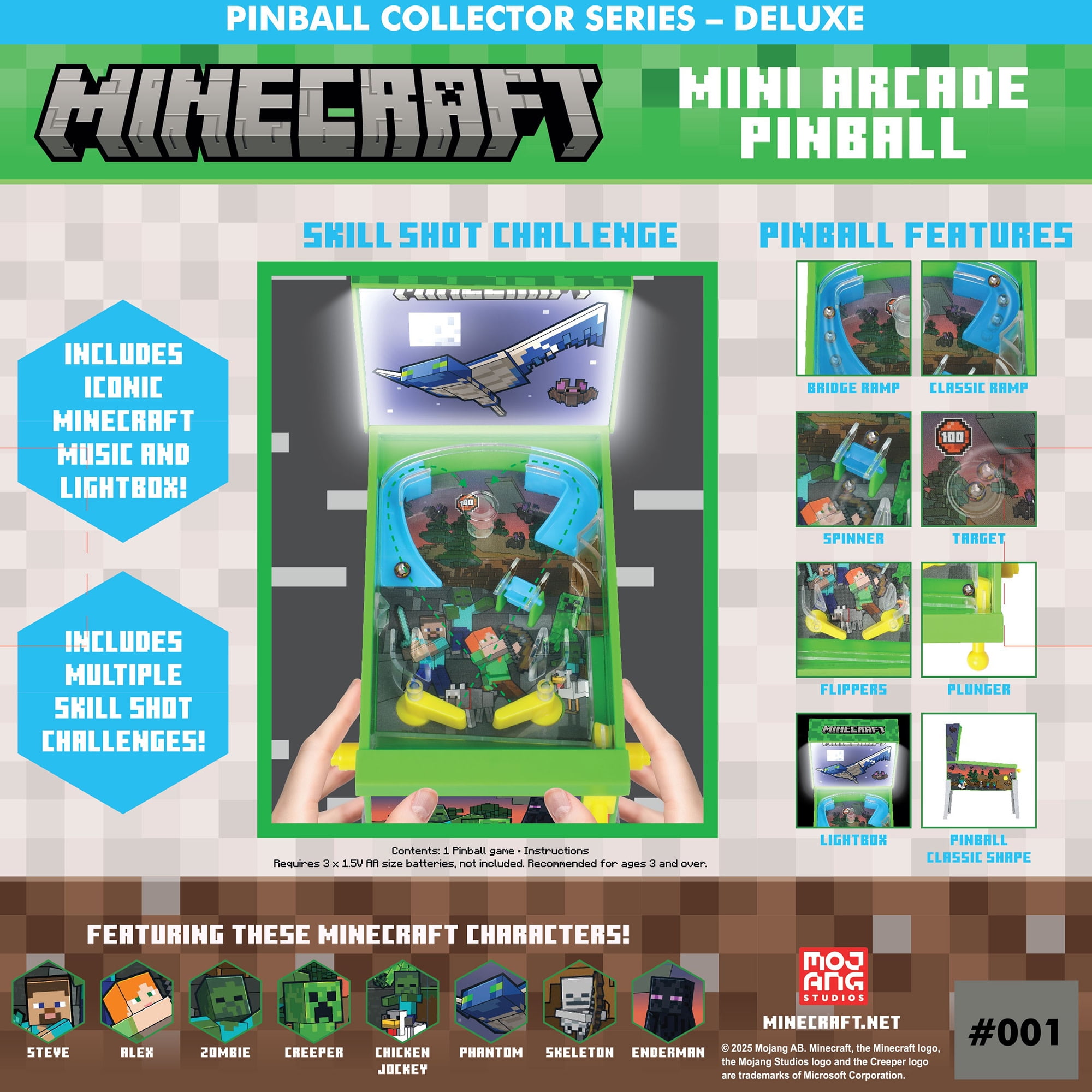 Minecraft, Mini Arcade Pinball, Lights & Sounds, Skill Shot