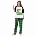 thumbnail image 4 of LuLiaMenton Matching Couples Christmas Pajamas The Reason Green Plaid Short Sleeve Long Pants Set, 4 of 5