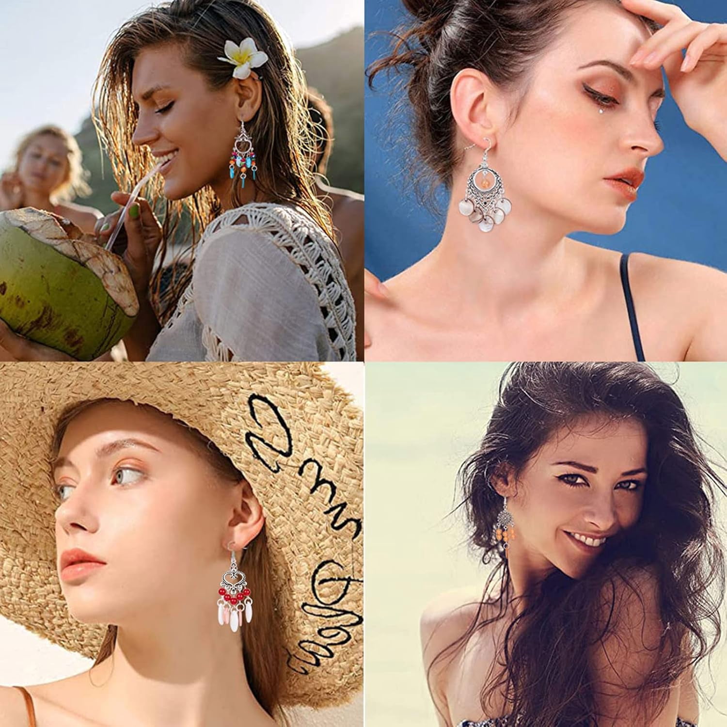 DIY Earring Making with Freshwater Shell Pendants Alloy Chandelier Components Links Natural & Synthetic Gemstone Beads and Brass Earring Hooks Mixed Color 4.6mm