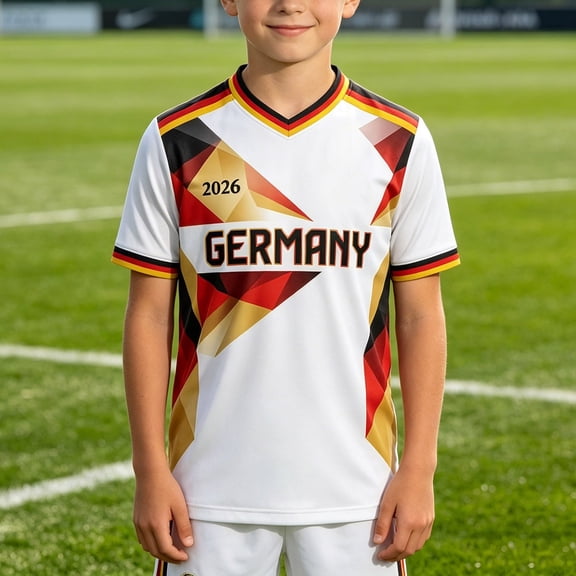 Kids Boys Boys T-Shirt Toddler Boys Soccer Shirt Boys Short Sleeve German Print Fan Casual Tee Top For Summer Fans Tops for Teens Jersey 2-3 Years