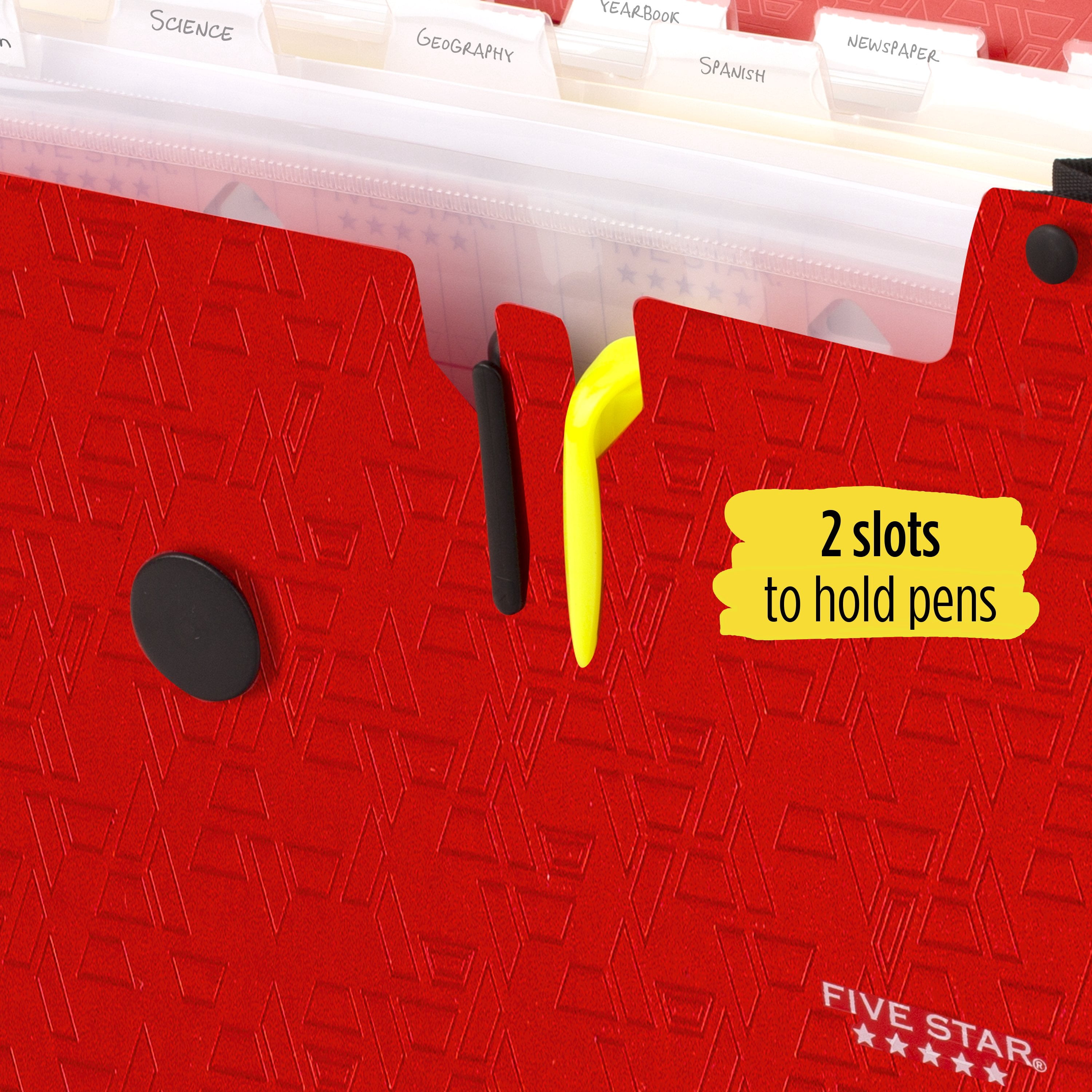 Five Star 13 Pocket Expanding File, 13" x 9 5/8", Fire Red(351440A-WMT)