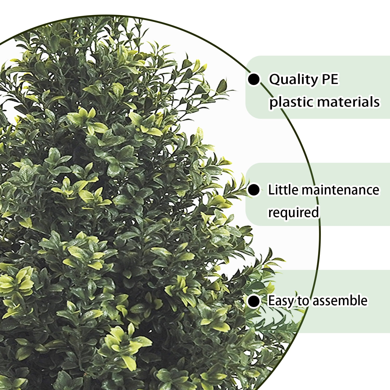 Set of 2 Artificial Tower-shaped Boxwood Topiary Trees with Ground Spikes, 35 Inches – UV Resistant Faux Greenery Shrubs, Fake Boxwood Plants for Indoor, Garden, Yard, Porch and Patio Decor
