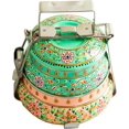 thumbnail image 1 of Handmade Stainless Steel Tiffin Box (Green top & Peach base, Two Tiers), 1 of 1