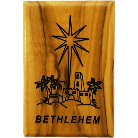 Bethlehem Star Olive Wood Magnet