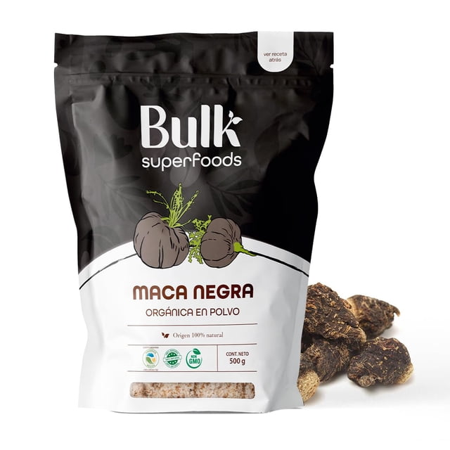 BULK SUPERFOODS Maca Negra en Polvo 500g - 100% Natural - Maca Peruana Negra Orgánica - Sin Aditivos - Suplemento Alimenticio en Polvo - Black Maca Powder de Alta Calidad - Superalimento An