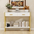 thumbnail image 4 of Solid Wood Console Table with Storage Entryway Table with 2 Drawers Shelf & Reinforced Legs, 4 of 12