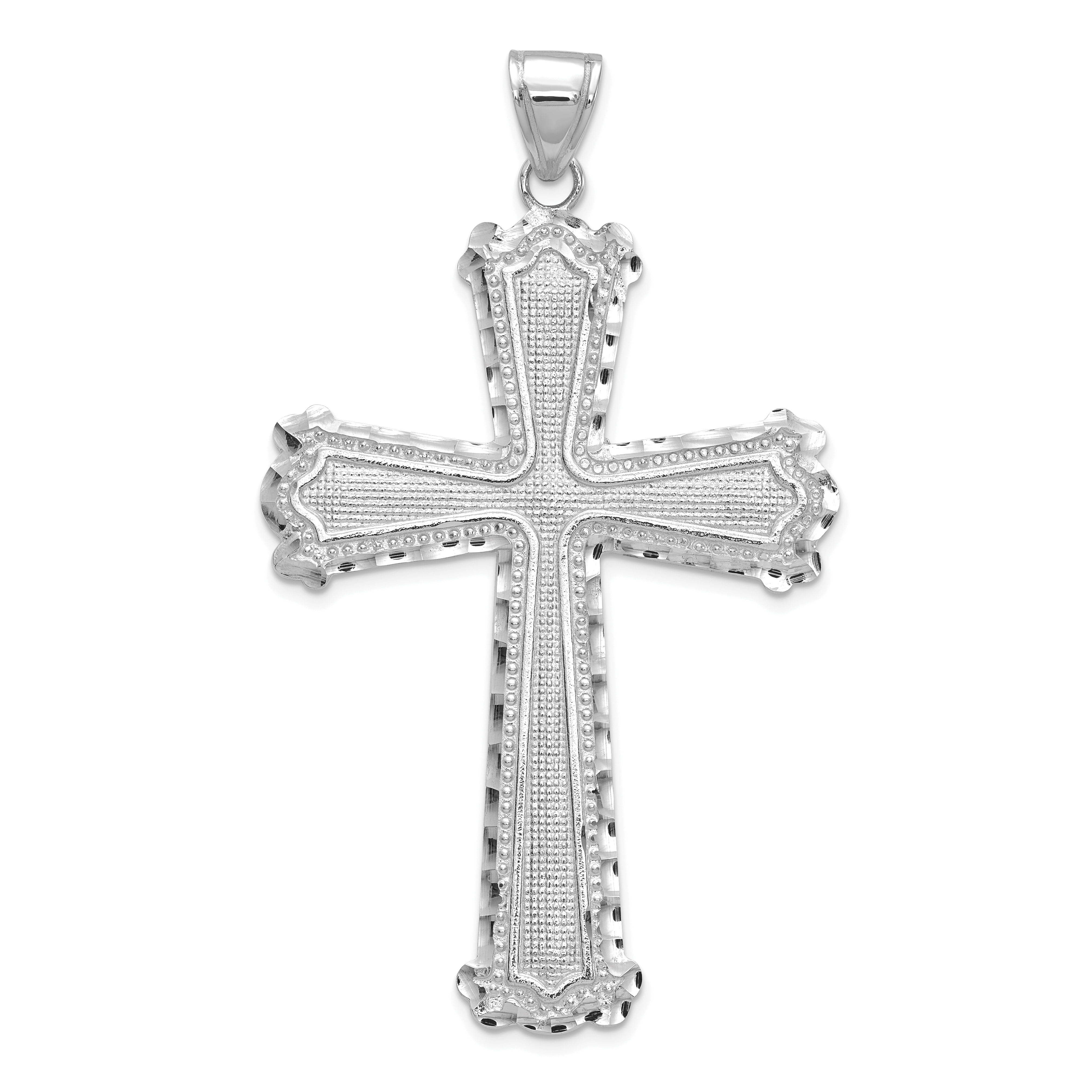 Charms Collection 14K White Gold Diamondcut Cross Pendant C4201W