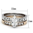 thumbnail image 2 of Two-Tone IP Rose Gold Stainless Steel Ring with AAA Grade CZ in Clear for Women Clear Stone Color Style TK965 Size 10, 2 of 5