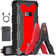 Jump Starter, 2500A Battery Jumper Starter Portable (for 8.0L Gas or 6.5L Diesel Engine), Car Battery Jump Starter, Jump Box, Jump Start Battery Pack with Jumper Cable, LED Light, USB QC3.0 (Red)