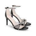 thumbnail image 3 of BLISSFUL STEP Rhinestone Ankle Strap Heel Open Toe Stiletto Heels Sandals for Women Black (Size 11), 3 of 7