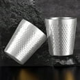 thumbnail image 2 of shiyou-10oz/300ml Stainless Steel Mug Set Double Wall Stackable Metal Insulated Unbreakable Diamond Textured Surface Titanium Plated,Coffee/Tea/Beer Glasses (Silver), 2 of 4