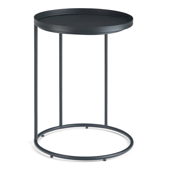 Simpli Home Monet 18 inch Wide Industrial Metal Side Table in Black, Fully Assembled