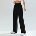 thumbnail image 4 of Hearthz Women's Wide Leg Sweatpants High Waist Baggy Flared Pants Drawstring Athletic Joggers Sweat Pants Black,M, 4 of 6