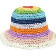 thumbnail image 3 of CoCopeaunts Straw Bucket Hat for Women Sun Shade Woven Wide Brim Fisherman Hat Foldable Floppy Rainbow Striped Crochet Bucket Cap, 3 of 8