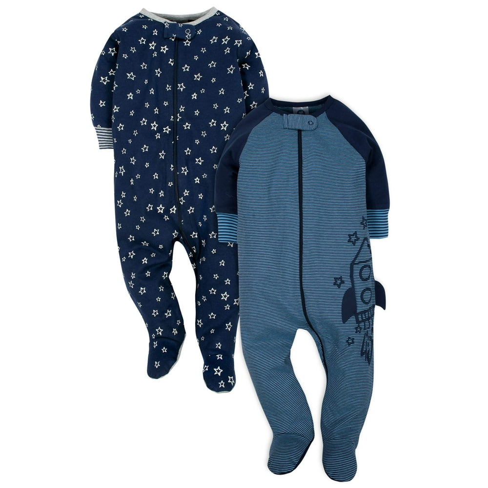 Gerber Gerber Baby Boy Organic Pajamas Sleep N Play Sleepers, 2Pack