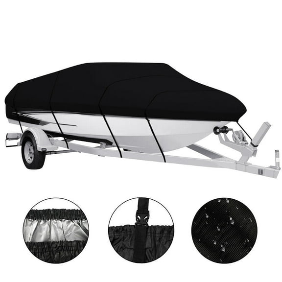 SAYFUT Heavy Duty Trailerable Boat Cover Fishing V-Hull Waterproof