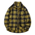 thumbnail image 2 of Conairie Mens Button Down Shirt Long Sleeve Fashion Casual Regular Fit Collar Flannel Shirt Comfortable Lightweight Fall Plaid Classic Basic Tops With Pocket Yellow L, 2 of 4