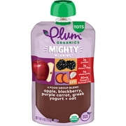 Plum Organics Mighty Morning Organic Toddler Food, Apple, Blackberry, Purple Carrot, Greek Yogurt, and Oat, 4 oz Pouch
